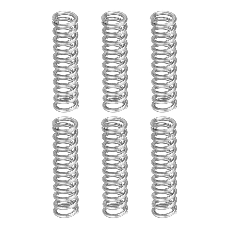 uxcell 6Pcs Compression Springs, 1mm Wire Diameter x 6mm OD x 25mm Length 304 Stainless Steel Extension Spring Ballpoint Pen Pressure Springs for Shop Home Repairs, Silver 1mm x 6mm x 25mm
