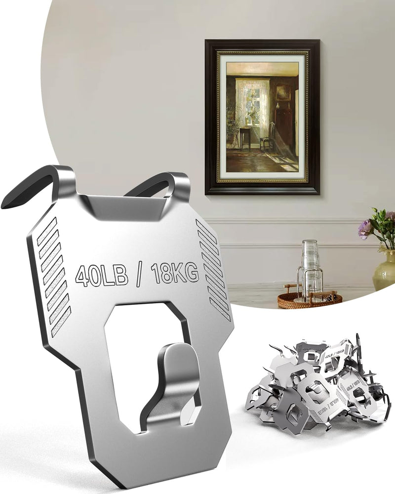 20Pcs Claw Drywall Picture Hanger: Wall Hooks for Hanging Picture Mirror Photo Poster Kit - No Damage Heavy Duty Wall Hanger for Room Office Decor Easy Tool-Free Nail-Free Holds Up to 40Lbs (20) 20