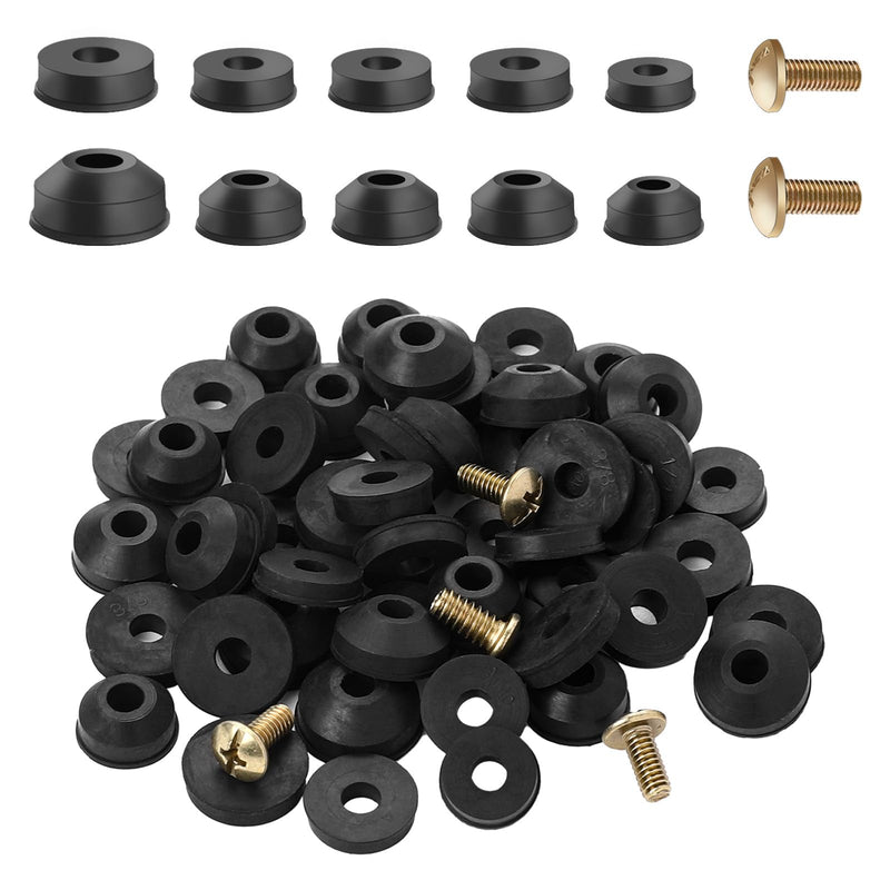 Hose Bib Repair Kit, 58 PCS Faucet Washers Assorted Kit Flat and Beveled Replacement Rubber Washers, Faucet Leak Proof Sealing Gasket Outdoor Faucet Repair Kit with Brass Bibb Screws