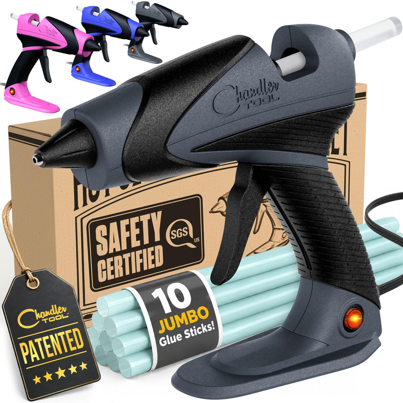 Chandler Tool Full Size Hot Glue Gun And Sticks Set (Grey) Grey