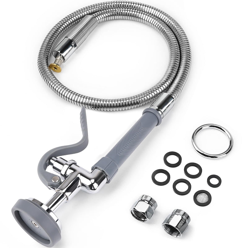 Pre Rinse Spray Valve with 38" Flexible Pre Rinse Hose,Non-Slip Commercial Sink Sprayer with Flexible Stainless Steel Hose, Replacement for Commercial Kitchen Sink Faucet,Grey 38"Hose+Grey Sprayer
