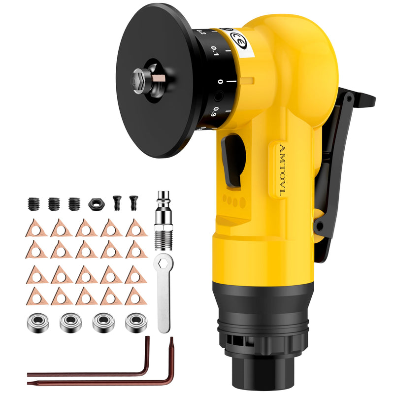 AMTOVL Air Chamfer Tool - Mini Pneumatic Chamfering Machine, 30000 RPM Pneumatic Chamfering Tool, 45 Degree Air Beveling Machine with 1/4 Inch Air Inlet for Metal, Wood, Acrylic Deburring and Trimming Yellow
