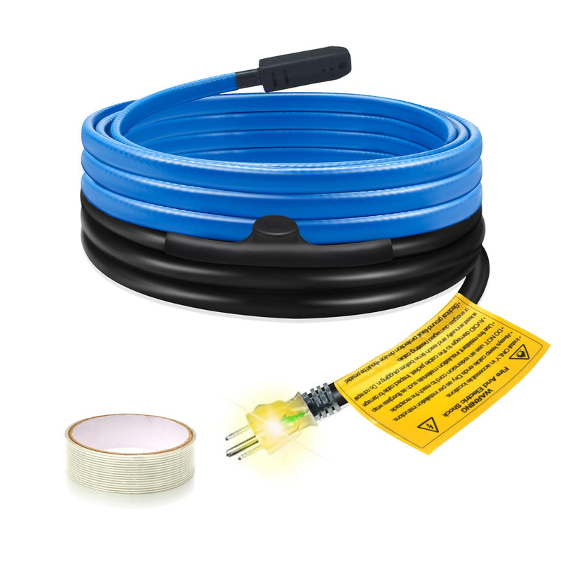Self-Regulating Deicing Heating Cable for Pipe Frost Protection, Ci-Fotto Pipe Heat Tape with Built-in Thermostat to Protect Water Pipes, Metal/Plastic House Pipes, Gutters, Troughs (9FT, 7 W/ft) DBR9FT
