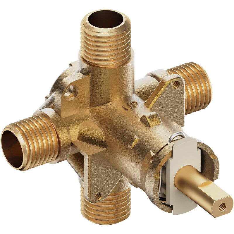 Shower Valve Replacement for Moen Posi-temp Valve, Brass 4 Port Valve, 1/2 Inch Connection, Adjustable Water Temperature and Scald Guard, Bathtub and Shower Rough-In Valve