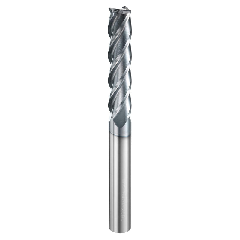 HARFINGTON Carbide Square Nose End Mill Bit 7/16" Cut Dia 4 Flutes TiAlN Coated Milling Cutter for Hardened Steel Metal (7/16" Shank 2" Cut Length 4-1/4" Long 30 Degree Helix HRC53-55)