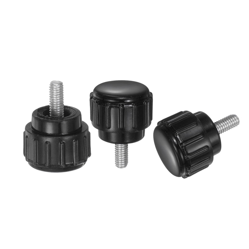 uxcell 20pcs M3 x 6mm Male Thread Knurled Knobs, Thumb Screws Clamping Knobs Grip 14mm Plastic Round Head Hand Knobs Thumbscrews, Black M3 x 6mm x 14mm