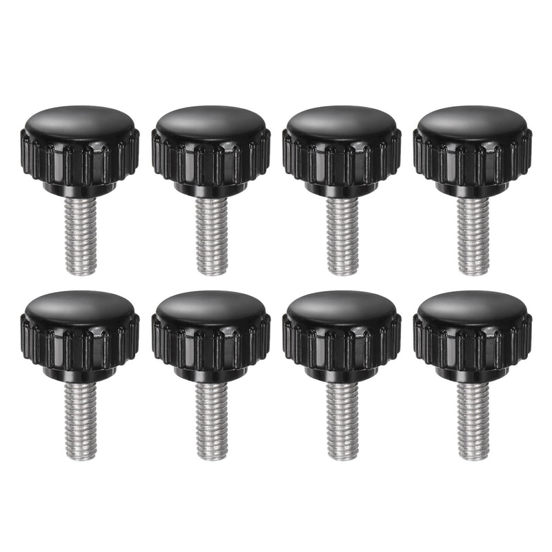 uxcell 8pcs Knurled Clamping Knobs M5 x 16mm Metric 304 Stainless Steel Male Thread Thumb Screw on Type 18mm Plastic Round Head Threaded Hand Bolt Stud Knobs Black M5 x 16mm x 18mm