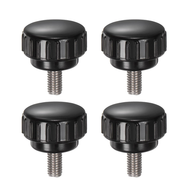 uxcell 4pcs Knurled Clamping Knobs M6 x 12mm Metric 304 Stainless Steel Male Thread Thumb Screw on Type 25mm Plastic Round Head Threaded Hand Bolt Stud Knobs Black M6 x 12mm x 25mm