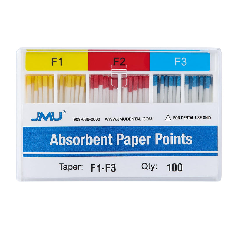 JMU Absorbent Paper Points, #F1-F3 Assorted, 100pcs/Pack 1