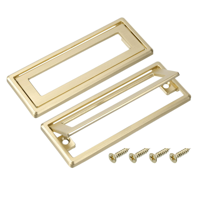 uxcell 4 Pcs Flush Pull Handle, 3.8 Inch Hole Center Hidden Recessed Furniture Grip Cabinets Door Square Pull Ring Handles with Screws for Drawers Cupboard, 4.5 Inch Length, Gold 3.8"