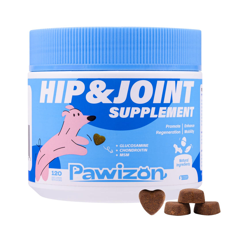 Advanced Hip & Joint Supplement for Dogs - 120 Soft Chews - Glucosamine, MSM, Chondroitin, Natural Anti-Inflammatory Formula for Optimal Mobility Support - PawsPlanet Australia