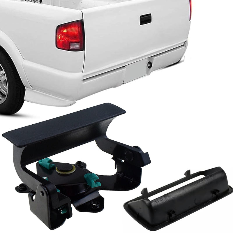 Tailgate Lift Handle with Bezel Compatible with 1994-2004 Chevrolet S10, GMC Sonoma Replace Pickup Box Rear Gate Textured Latch Handle Cover Trim 15007219 15007218 Tailgate Handle with Bezel