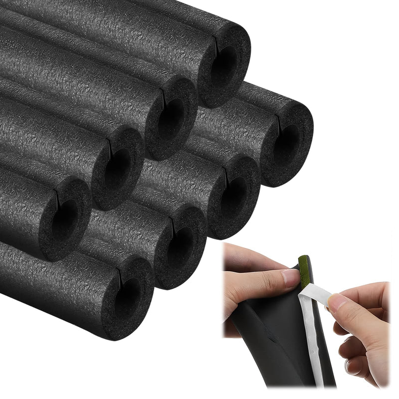 8 Pack Pipe Insulation Foam Tube, 3/4'' Self Adhesive Pre Slit Foam Pipe Covers Polyethylene with Double Sided Tape for Spigot, Winter Outside Pipes, Water Heater Pipes Freeze Protection 8 Pack