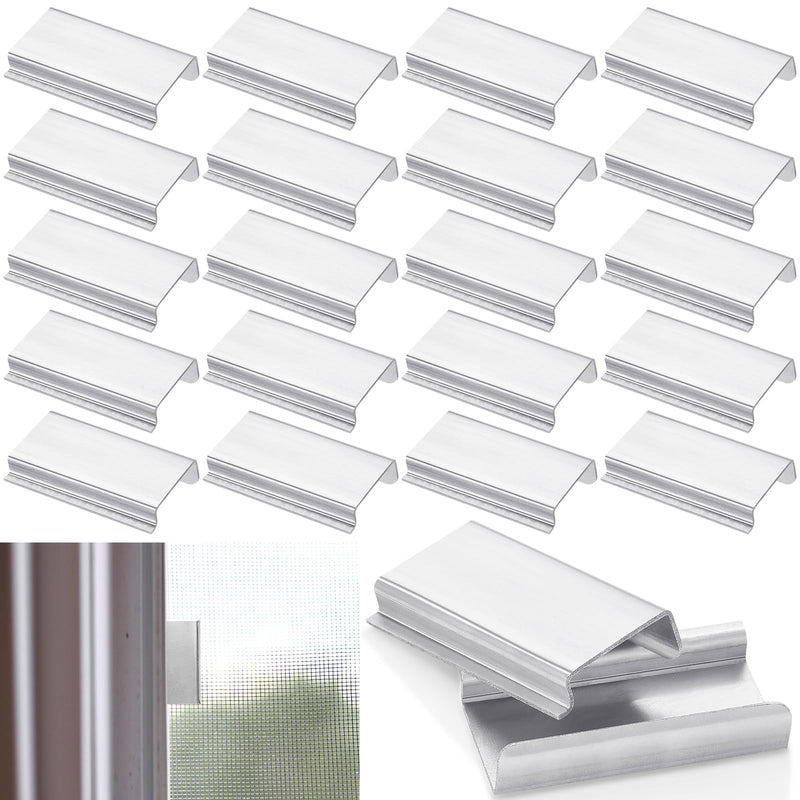 40 Pcs Window Screen Pull Tabs Window Screen Spline Channel Pull Lift Tabs Aluminum Replacement Parts for Anti UV Don't Broken C Shape (Sliver) Sliver 40