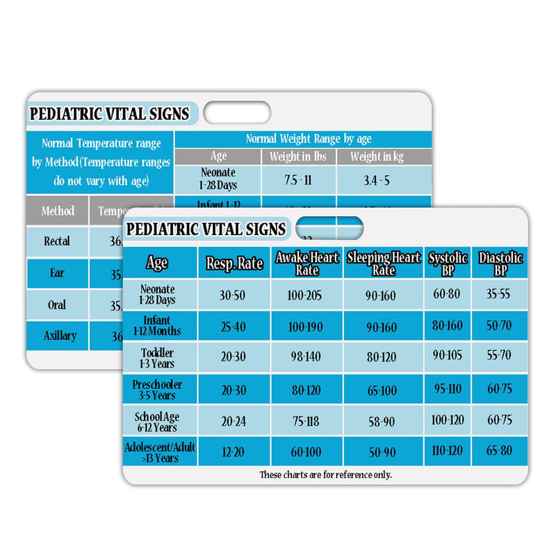 3 PCS Pediatric Vital Signs Badge Card Lab Values Badge Cards Rn Badge Cards for Pediatric Nurses, Clinicals and RN Students Nursing School Supplies and Accessories(2.2 x 3.8 Inches)