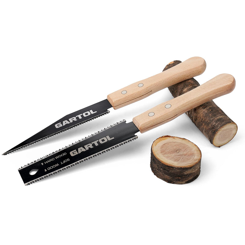 GARTOL 2-Piece Japanese Hand Saw Set, 6-Inch Flush Cut & Double-Edged Ryoba Saw, Precision Woodworking Tools, SK5 Flexible Blade & Wooden Handle for DIY, Woodworking, Furniture Making & Carpentry HS-2P