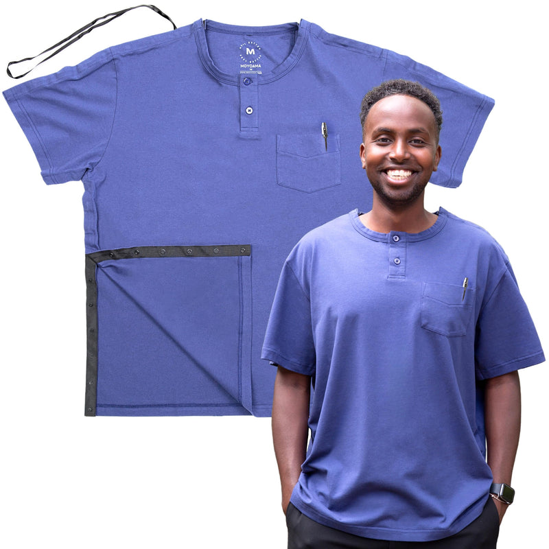 MOYOAMA Post Surgery Shirts for Men – After Shoulder Surgery Shirts, Post Shoulder Surgery Shirts for Men, Broken Arm Shirt 3X-Large Navy Blue