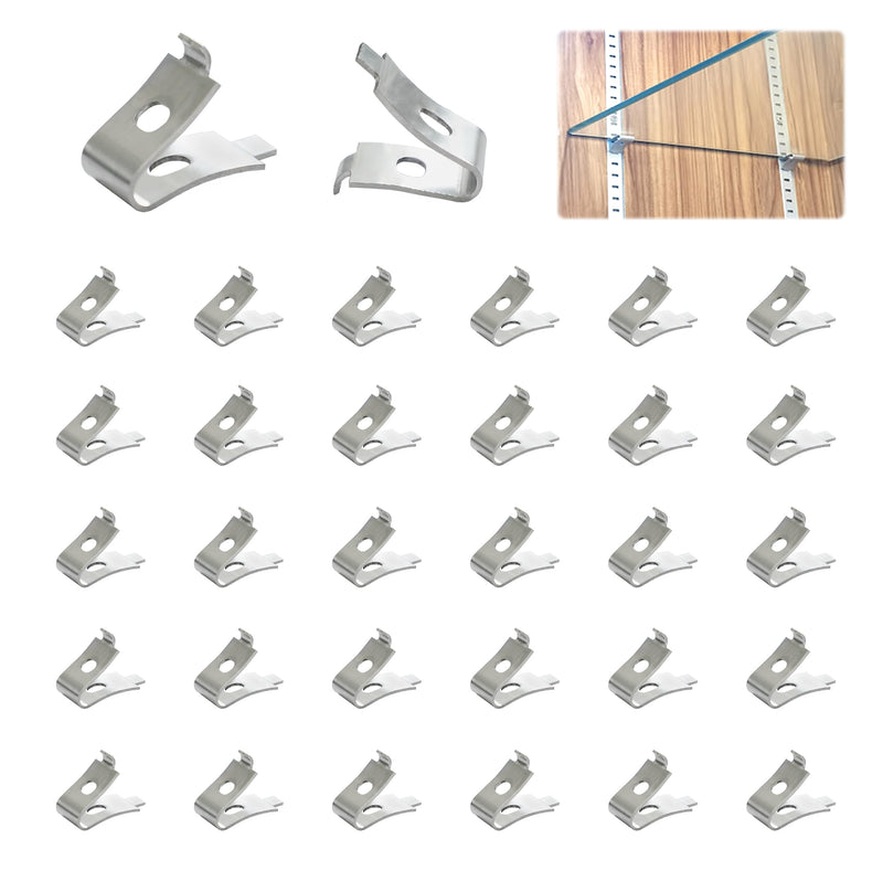 Shelf Clips 30pcs 201 Stainless Steel Metal Shelf Clips for Cabinet Shelf Support Clips for Shelf Pilaters Adjustable Shelving System DIY Cabinet Bookshelf Sheving 30 pcs Silver