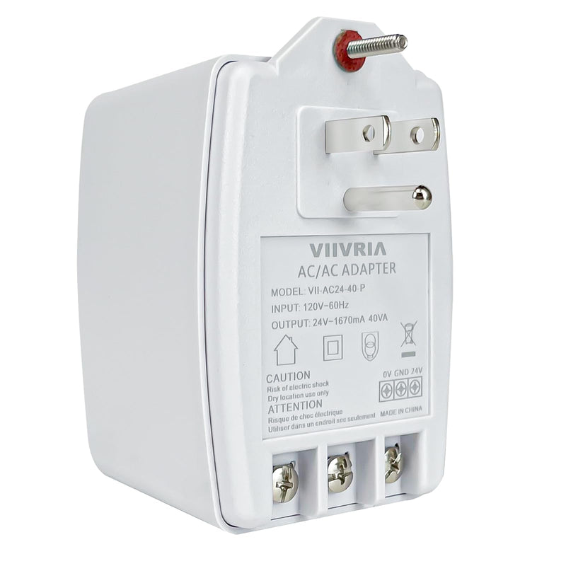 24-Volt AC 40VA Plug-in Doorbell Transformer, Compatible with Ring Wired Video Doorbell, Nest, Ecobee, Sensi, and Honeywell Thermostats, Power Supply for Multiple Smart Doorbells