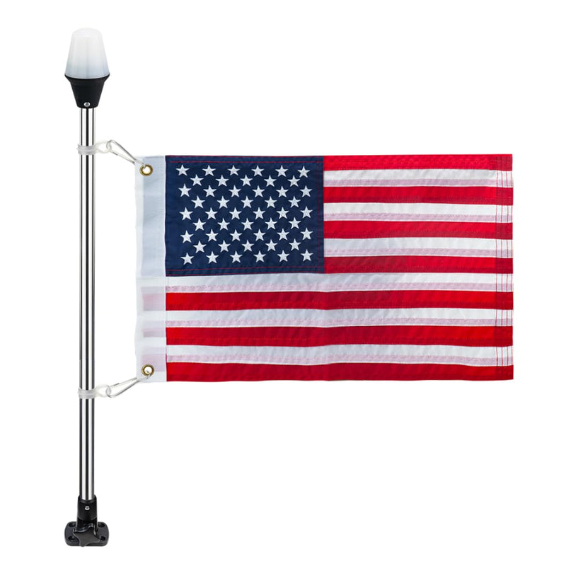 Pactrade Marine Navigation Lights for Boats LED - 24-Inch White LED Folding Stern Lights for Boats with American Flag 12x18 Inches (193 LM, 2 NM) | Boat Navigation Lights, American Flags for Boats Model C (193 LM)
