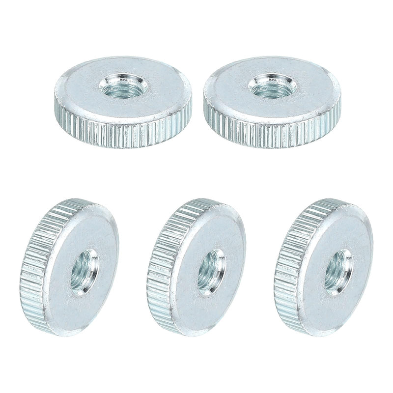 uxcell Knurled Thumb Nuts, M6 Female Thread Thin Type, Zinc-Plated Carbon Steel Knurled Nut Flat Head Through Hole Lock Adjusting Nuts for 3D Printer, 5Pcs 5