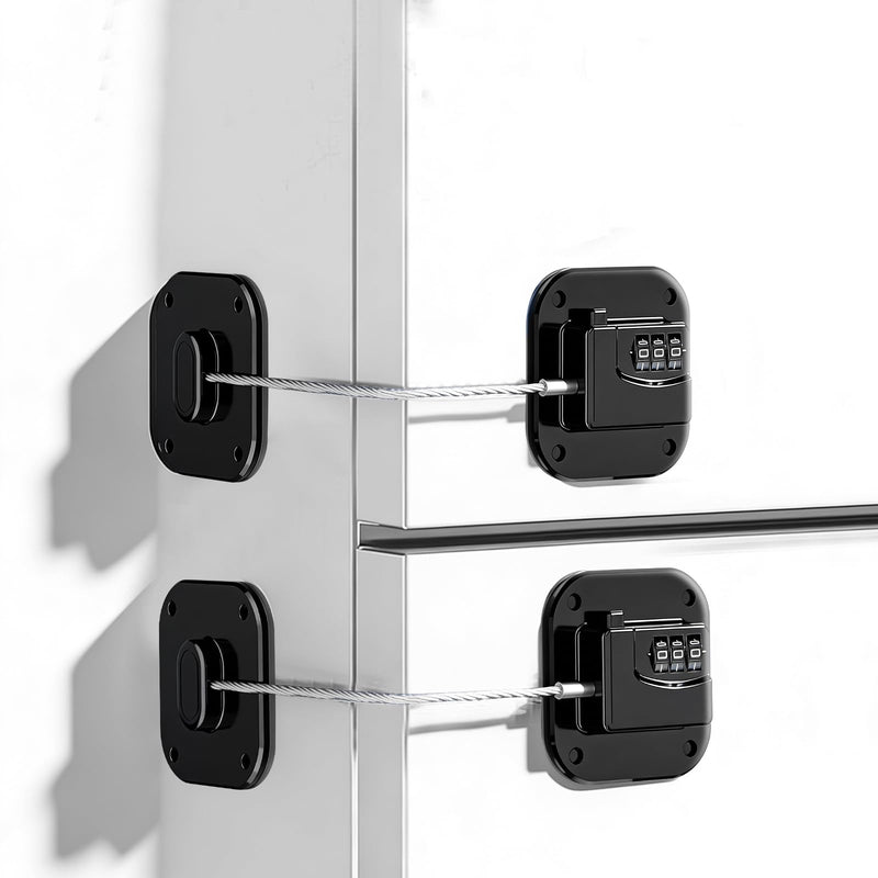 4 Set Refrigerator Lock for Kids Heavy Duty Fridge Locks Baby Proofing Combinatin Latch with Code for Cabinets Drawers Windows Safety Pantry Lock Easy Install No Keys Needed (4 Pack) 4 Pack