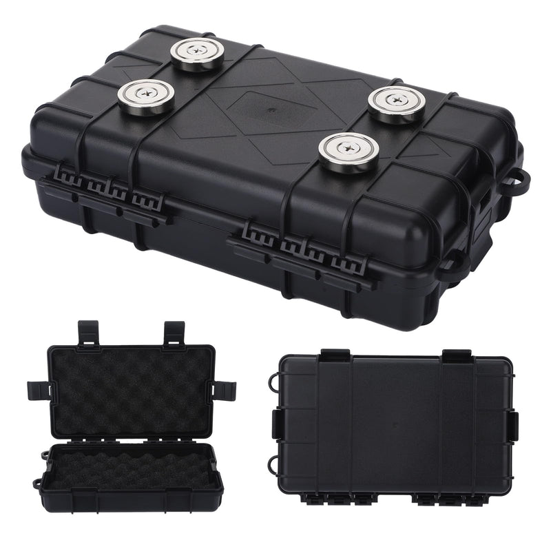 Magnetic Lock Box for Under Car, Waterproof Magnetic Box Holder for Car Keys, Black Hide a Key-Magnetic Car Boxes, Travel Magnetic-Keys Hider for Cars Organizer,4 Strong Magnets