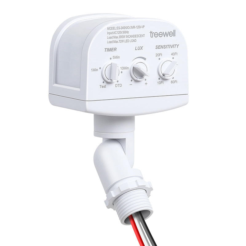 240-Degree Replacement Motion Sensor, Adjustable LUX(5-300) & Time & Detection Sensitivity Up to 60 Feet Range, 3 Working Modes Outdoor Motion Detector for Security Floodlight, White