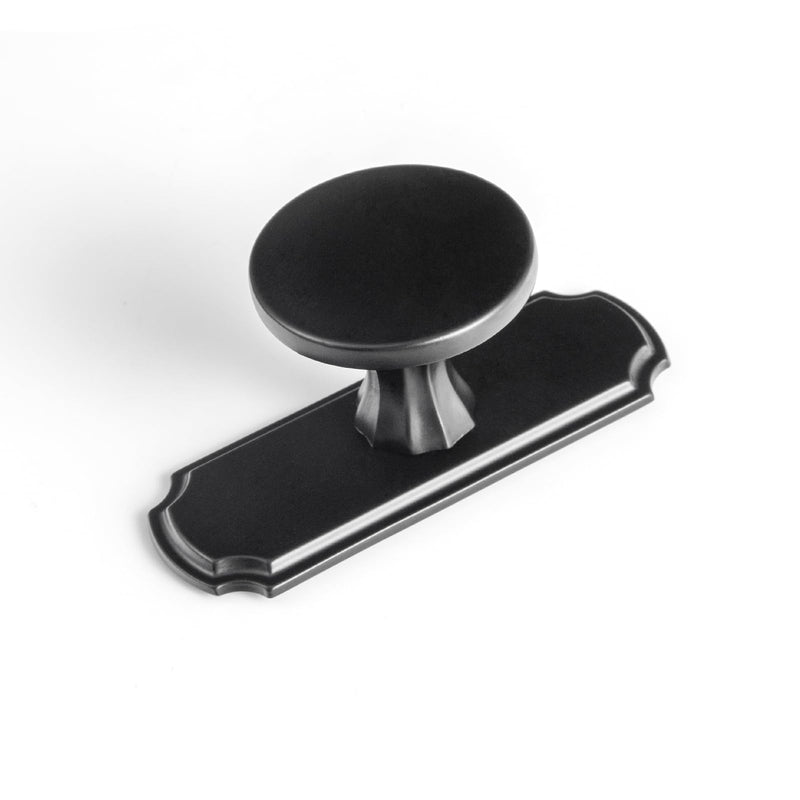 Goo-Ki 6 Pack Matte Black Zinc Alloy Cabinet Knobs with Spacer - Single Hole Center Affordable Luxury Cabinet Pull Hardware for Bedroom, Kitchen 2202-DP-B-DAN