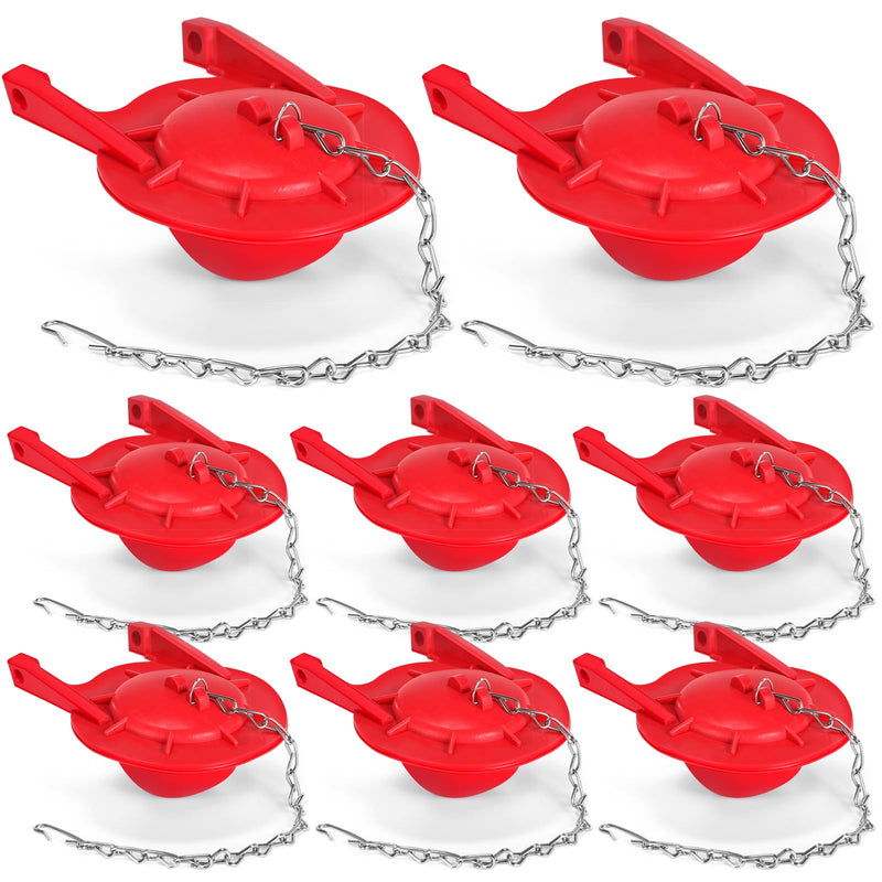 Lasnten 8 Pcs 3 Inch Rubber Toilet Flapper Replacement Kit Toilet Tank Flap with 2 Toilet Handle and Stainless Chain Toilet Stopper Flapper Compatible with TOTO Flapper Model G-Max, Easy to Install Red