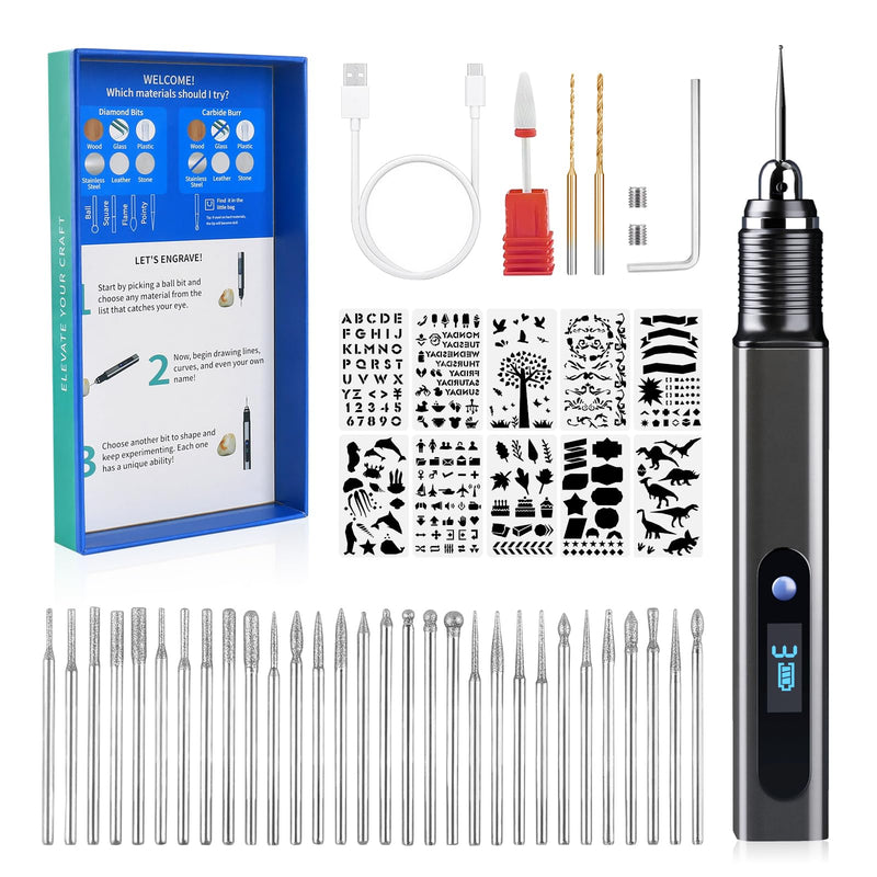 Cordless Engraving Pen Kit with Carrying Case, Rechargeable Electric Engraver Tool with 43 Accessories, 3-Speed Portable DIY Rotary Tool for Jewelry, Metal, Glass, Stone, Wood, Plastic, DIY Gift 43pc