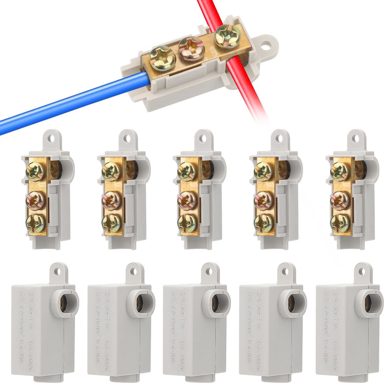 Linkstyle 10PCS 6 AWG Gauge T-Type Wire Connector Nut Kit, 80A Quick Wiring Connection Terminal, Splicing Quick Connector, Soft and Hard Wire Universal 6 AWG 80A