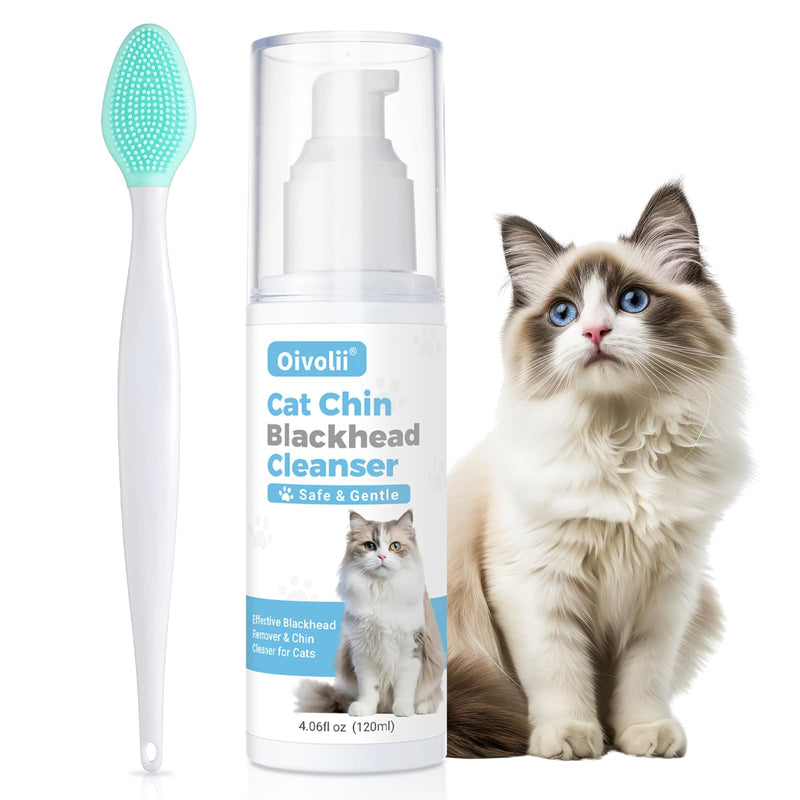 Cat Black Seed Cleaner Kit,4 fl.oz Remove Cat Chin Blackheads Gentle & Effective Acne Chin Treatment 2-in-1 Wash and Black Seed Brush Soft Silicone Cat Grooming Scraper Brush - PawsPlanet Australia