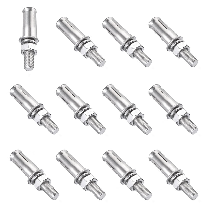 PATIKIL M8 x 50mm Expansion Bolts, 12Pcs 304 Stainless Steel Expansion Screw Bolts Sleeve Anchoring Fastener for Wall Concrete Brick Wall Drywall Air Conditioner, Silver 12