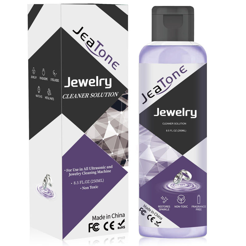 Jewelry Cleaner Solution, JeaTone 8.5 oz Jewelry Cleaner for All Jewelry, Silver, Ring, Gold, Diamond