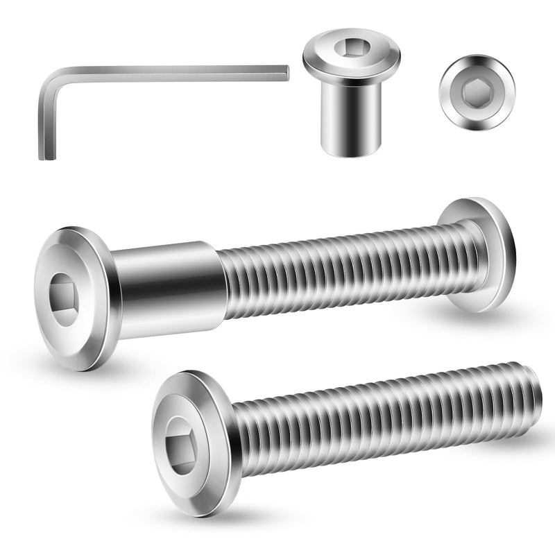 1/4-20 x 1-1/4" 20Pcs Flat Head Hex Socket Cap Screws Bolts Barrel Nuts Kit, 304 Stainless Steel 18-8, Full Thread by SG TZH (with Hex Spanner) 1/4-20 x 1-1/4" Silver 20