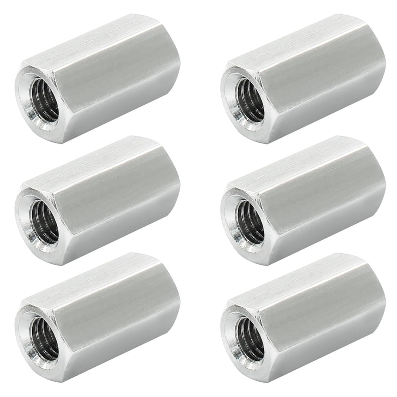 6 Pcs M8 X 1.25-Pitch 25 mm Length Hex Coupling Nut, 13 mm Width Stainless Steel Rod Coupling Nuts (Metric) M8 25mm