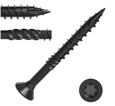 300 Pcs Deck Screws #9 X 2-1/4" Exterior Wood Screws T25 Star Drive Flat Head Screws, Rust Resistant, Oxide Coating, T25 Star Bit Included, Black 300 Pcs