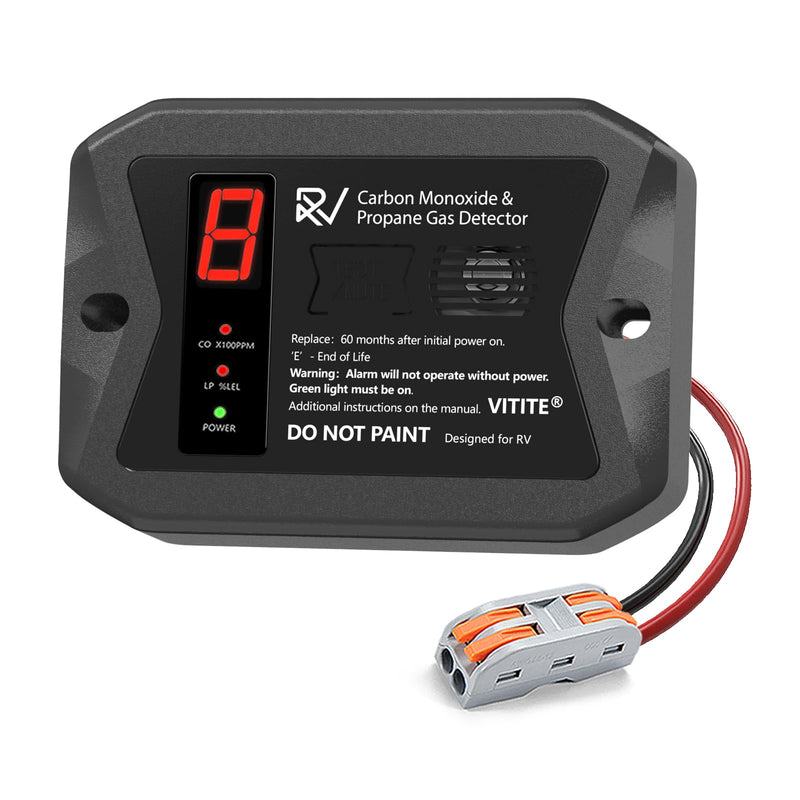 RV Carbon Monoxide & Propane Detector, VITITE RV Dual CO/LP Gas Alarm, Hardwired - VDC 12V, Flush & Surface Mount, with 3 Brackets