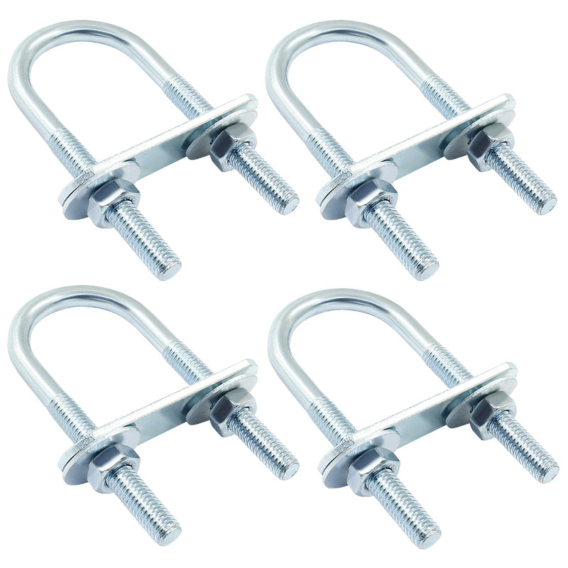 4 Sets M6 U Bolts 1 Inch Wide, Round U-Bolts with Frame Plates, Nuts, and Washer, Zinc Plated Steel U Clamp for Trailers, Boats (25 mm x 70 mm 25 mm x 70 mm