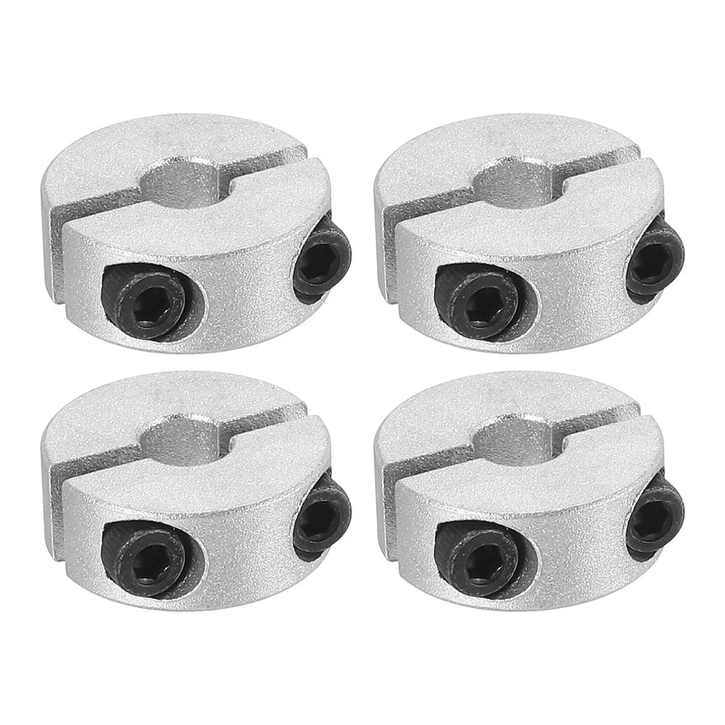 PATIKIL Bore 6mm Double Split Shaft Collar 20mm OD 8mm Thickness, 4 Pack Aluminum Alloy Locking Collar Clamp Style with Set Screw for Machine Tools Industry, Silver 6mm/1/4inch