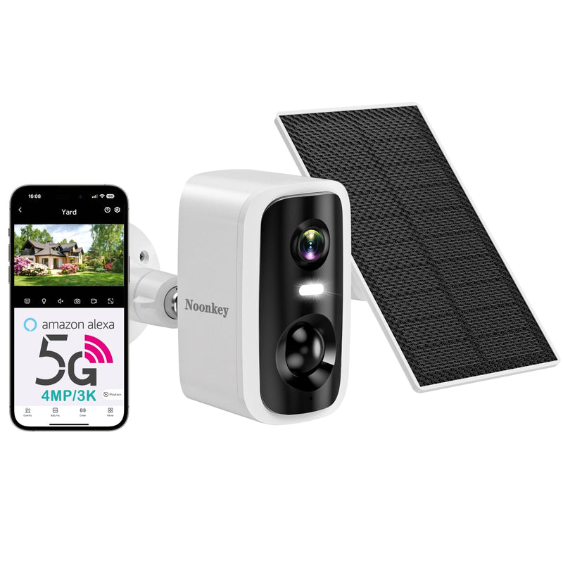 4MP Solar Security Camera Outdoor, 5G&2.4GHz Wireless Rechargeable Battery Cam with Spotlight/Siren, AI Human Detection, Color Night Vision, 2-Way Audio, IP65 Waterproof, Alexa,No Power Needed
