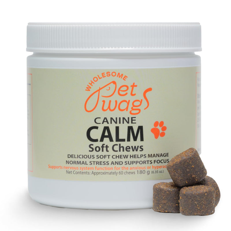 Canine Calm Soft Chews | Calming Treats for Dog Anxiety, Firework Relief for Dogs, for Managing Stress and Relaxing | 60 Chews (180g, 6.35 oz.) - PawsPlanet Australia