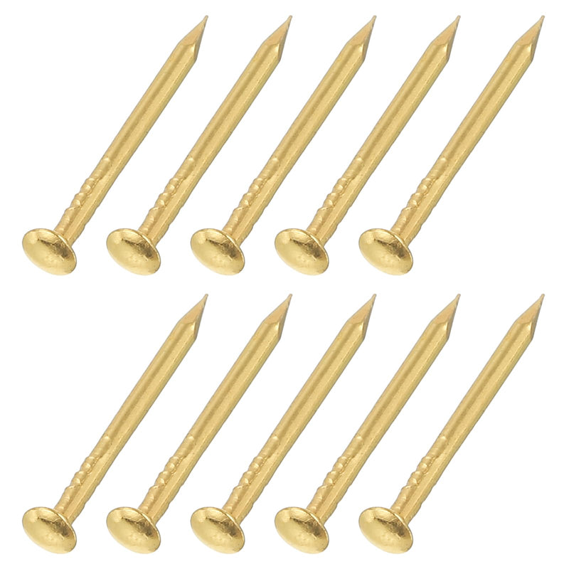 uxcell 500Pcs Small Hardware Nails, 1 x 14mm Carbon Steel Round Head Nail Common Finishing Nail for Household Woodworking Picture Hanging DIY Projects, Gold