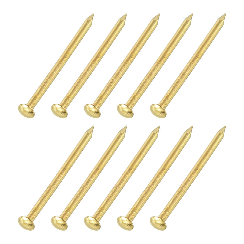 uxcell 100Pcs Small Hardware Nails, 1.5 x 25mm Brass Round Head Nail Common Finishing Nail for Household Woodworking Picture Hanging DIY Projects, Gold