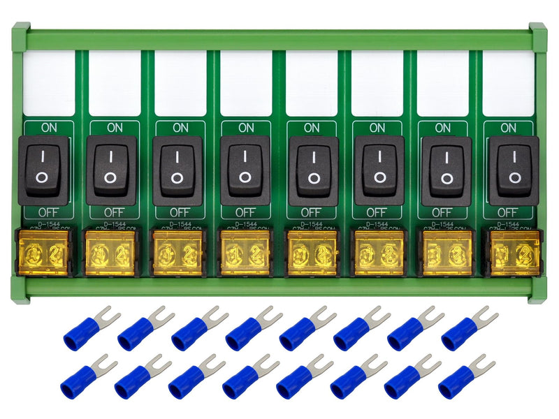 DIN Rail Mount Rocker Switch Module, 10Amp 250VAC/50VDC (8 Channel) 8 Channel