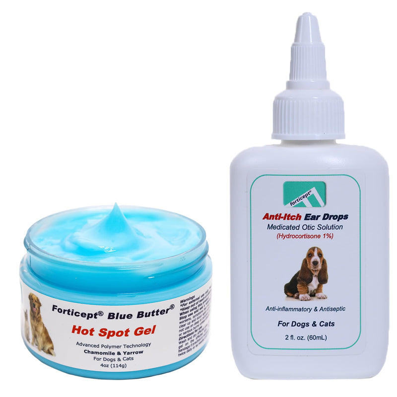 Blue Butter Hot Spot Trteatment Cream 4oz for Dogs and Ear Infection Treatment Drops 2oz for Dogs - PawsPlanet Australia