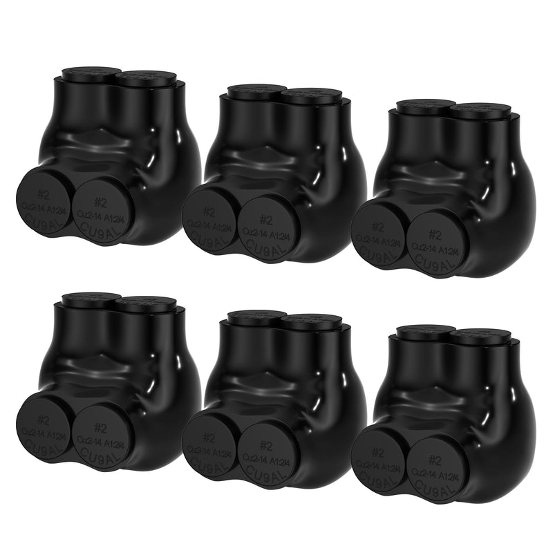 2 Port Insulated Connector Multi Tap Connector 2-14 AWG Aluminum to Copper Wire Connectors Single-Sided Entry Slotted Allen Hex - 6 Pack 6PCS 2 port 2-14 AWG