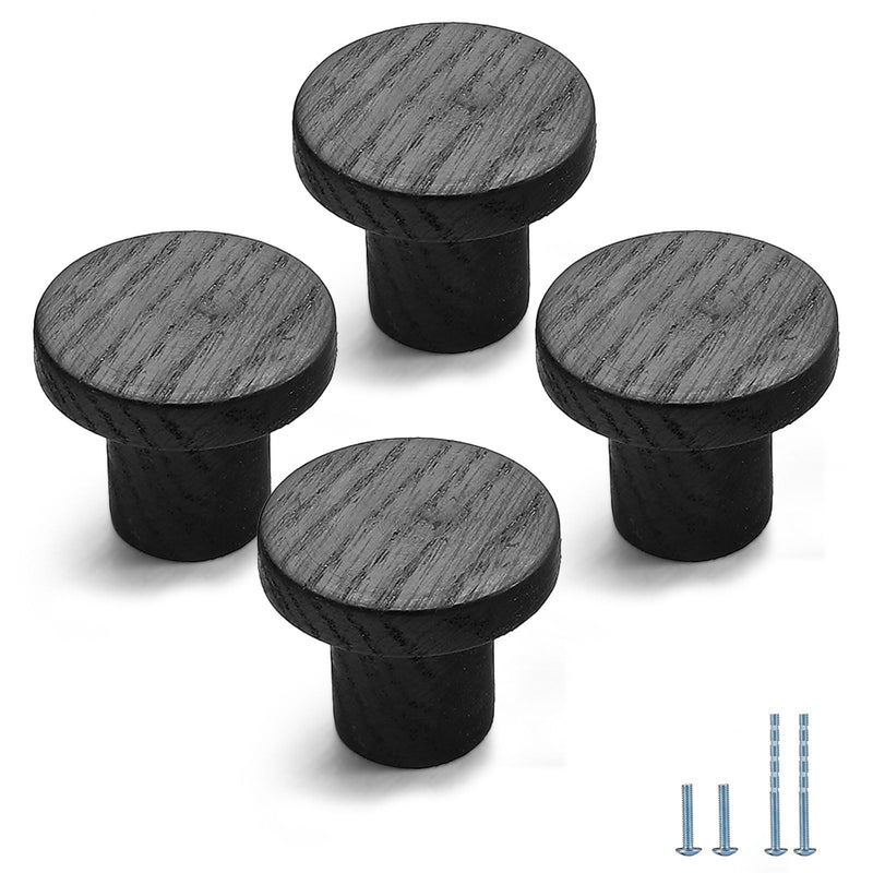 10 pcs Black Oak Round Chinese-Style Cabinet Door Handles Cabinet Drawer Pulls Single-Hole Wardrobe Knobs Wooden Door 10