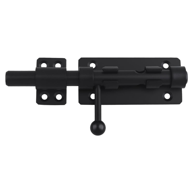Barrel Bolt Latch, 6.3" Heavy Duty Gate Latch Slide Lock Solid 304 Stainless Steel Bolt Lock for Inside Door, Finished Shed Door Latch (2 Pack, Black) Black 6inch 2